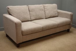 Three seat sofa upholstered in gray fabric (W198cm),