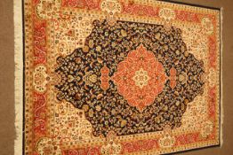 Keshan blue ground rug,