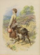 Going to the Well, colour print after Myles Birket Foster (British 1825-1899) 12.5cm x 9.