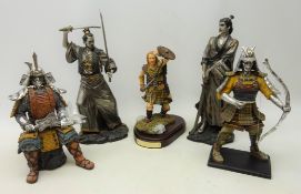 Five figures of warriors; Holland Studio Craft 'Highlander', with certificate,