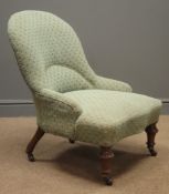 Victorian spoon back upholstered nursing chair,