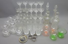 Stuart glassware consisting of six sundae glasses, ten grapevine champagne glasses,