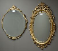 Circular ornate gilt framed bevel edged mirror (W53cm,