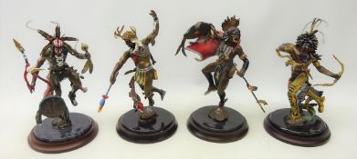 Four Franklin Mint hot cast bronze figures of Native Americans, by Robert F.