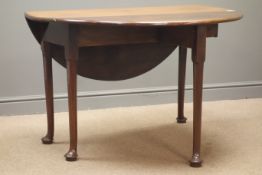 Georgian mahogany drop leaf circular table, cabriole supports, D114cm,