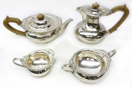 Heavy silver four piece tea set by SI Sheffield 1940 73oz Condition Report very good