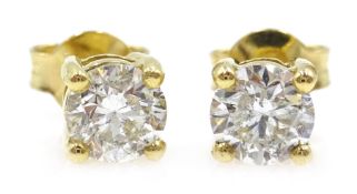 18ct round brilliant diamond stud ear-rings,