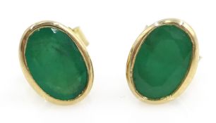 Pair of 9ct gold emerald stud ear-rings stamped 375