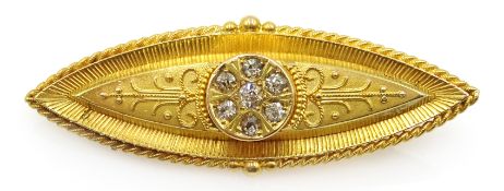 Gold and diamond ellipse brooch stamped 15ct Condition Report 7.