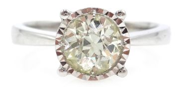 18ct white gold old cut diamond solitaire ring, stamped 750,