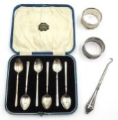 Set of six silver coffee spoons,