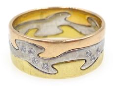 Georg Jensen tri-colour 18ct gold diamond set fusion ring hallmarked Condition Report