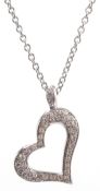 Piaget 18ct white gold diamond heart pendant hallmarked on 18ct white gold necklace chain,