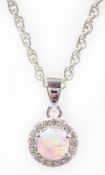 Silver opal pendant necklace stamped 925