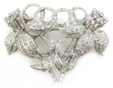 Mid 20th century diamond double brooch/hair clip,