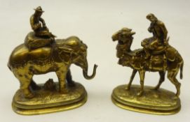 Cast brass model of a Moor riding a camel after Alphonse Alexandre Arson and another in the same