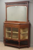 Victorian mahogany displayed cabinet, moulded top, raised arched bevel edged mirror back,