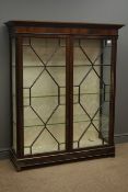 19th century and later mahogany display cabinet, projecting cornice, astragal glazed doors,