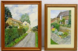 Ivy Cottage, Fylingthorpe, oil on board signed and dated 2002 by Val Mennell and Vane Cottage,