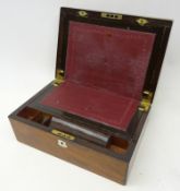 Victorian walnut writing box with mother-of-pearl cartouche and escutcheon,