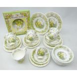 Royal Doulton 'Brambly Hedge Spring' tea ware comprising seven trios, spare saucer and tea plate,