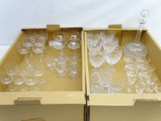 Assortment of drinking glasses including a set of six crystal port glasses, other cut glass sets,