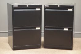 Pair two drawer black Bisley filing cabinets, W47cm, H72cm,