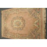 Chinese pink ground rug, foliage decoration (245cm x 172cm),