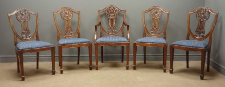 Set of five (4+1) mahogany Hepplewhite style dining chairs,