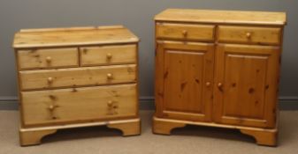 Pine chest, raised back, two short and two long drawers, (W88cm, H75cm,