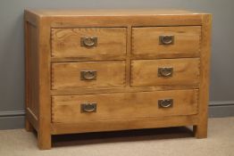 Oak chest, four short and one long drawer, stile supports, W110cm, H81cm,
