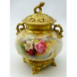 Royal Worcester two handled pot pourri vase and cover,