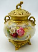 Royal Worcester two handled pot pourri vase and cover,