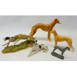 Beswick Greyhound 'Jovial Roger', similar style porcelain greyhound, H21cm,