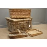 Large wicker basket with hinged lid, (85cm, H48cm,