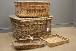 Large wicker basket with hinged lid, (85cm, H48cm,