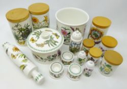 Portmeirion The Botanic Garden storage jars, tureen and cover, rolling pin,