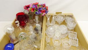 Collection of glass including a Tipperary crystal salt & pepper and pair of crystal candle holders,