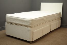 3' single divan bed, shaker style head board, two storage drawers with mattress, W91cm, H58cm,