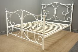 LPD Florence 5' white finish metal king size bed, W160cm, H125cm,