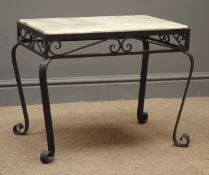 Wrought metal coffee table with rectangular onyx top, W56cm, H44cm,