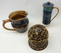 Three pieces of Wold Pottery including a large jug, H22cm,