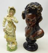Victorian style bronzed bust of a Maiden,