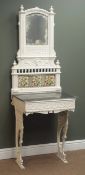 Late 19th century cast iron hall stand, raised mirror and tiled back, marble top,