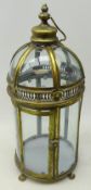 Bronze finish classical style hexagonal dome top glass lantern with carrying handle,