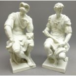 Pair of Naples blanc de chine figures of Roman Warriors, printed and impressed marks to base,