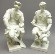 Pair of Naples blanc de chine figures of Roman Warriors, printed and impressed marks to base,