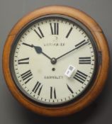 Victorian oak cased circular wall clock, dial signed 'S.