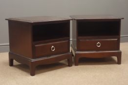 Pair Stag Minstrel mahogany bedside chests, single drawer, W53cm, H51cm,