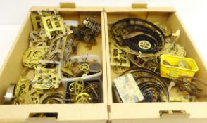 Large quantity of various American and English clock movements, clock parts,